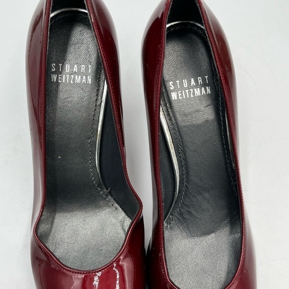 Stuart‎ Weitzman Burgundy Round Toe Patent Leather Pumps Style KH95757 Sz 7M - Picture 5 of 16